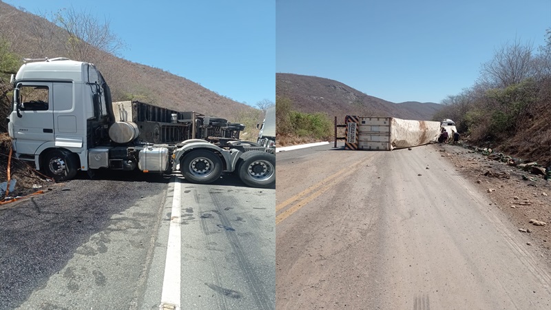 Carreta desgovernada tomba na BR-020, 