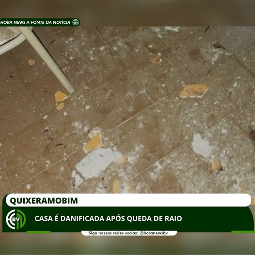 Casa é danificada após queda de raio