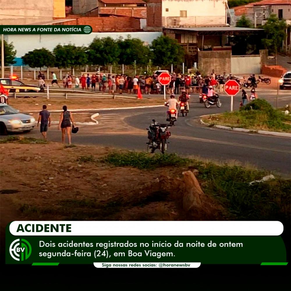 Dois acidentes registrados no início da noite de ontem segunda-feira (24), em Boa Viagem.